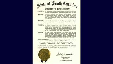 Governor Henry McMaster of South Carolina has proclaimed this week as Heat Safety Week to emphasize the importance of taking care of oneself during hot weather
